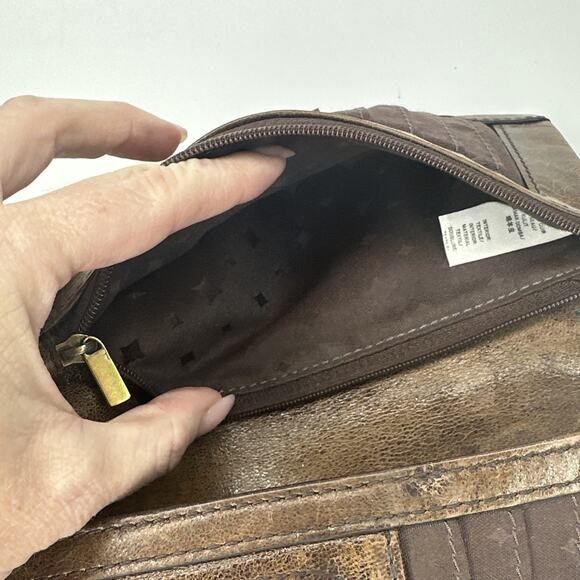 Fossil RARE Long Live Vintage 1954 Bifold Brown Lamb Hide Leather Top Zip Wallet - Picture 14 of 16